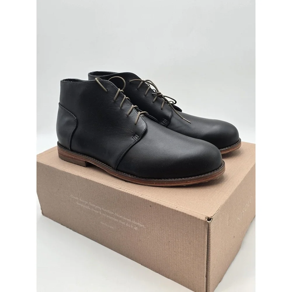 Nisolo Everyday Chukka Boots Mens Size 9.5 Black Leather‎ Ankle Lace Up